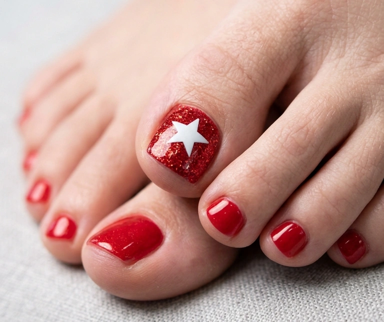 4th of July Toe Nail Designs