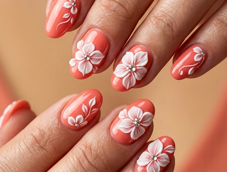 Summer Coral Nail Designs