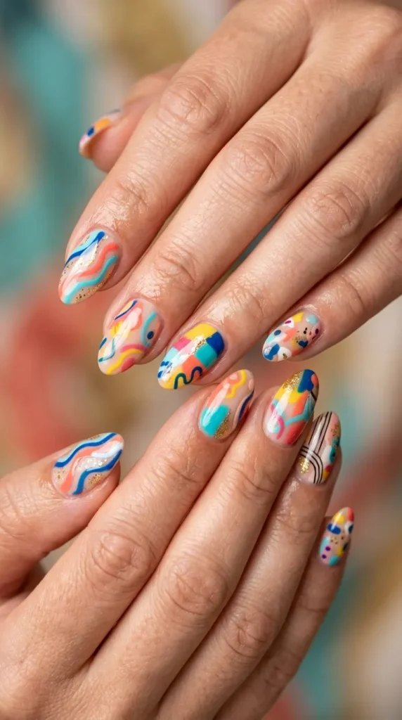 Abstract Summer Gel Nail Designs