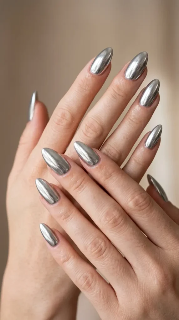 Almond Chrome Nails