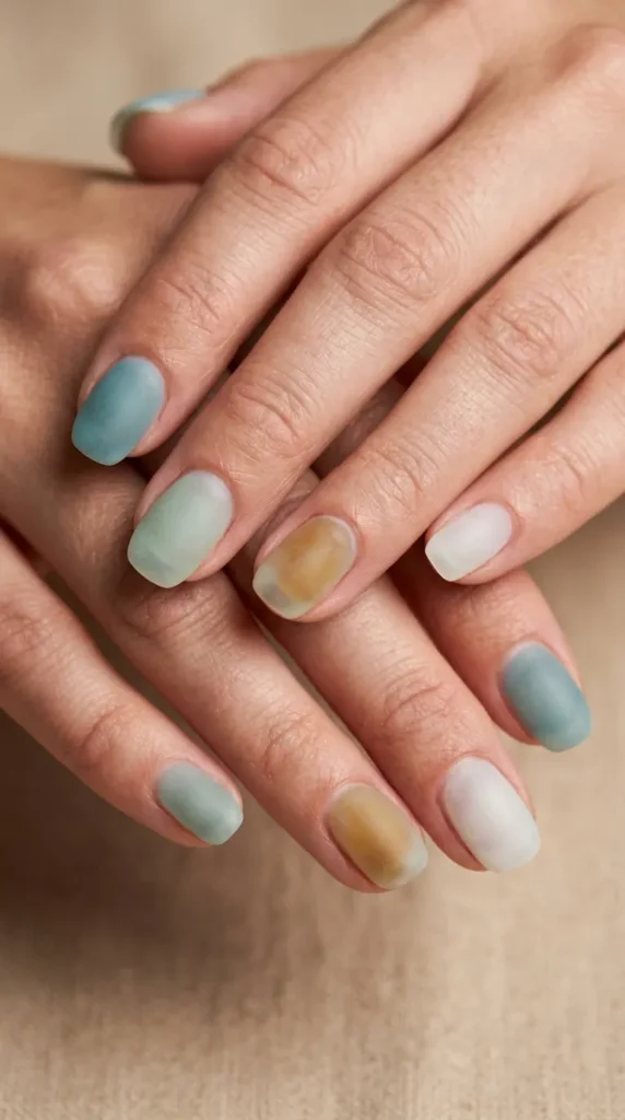 Beach glass translucent nails (sea glass effect)