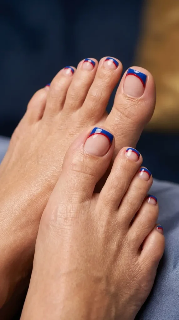 Blue French red outline Toe