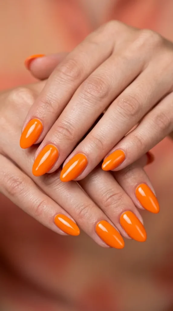 Bright Orange Pop Solid Nails