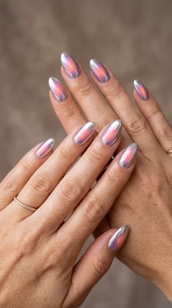 Chrome Aura Gel Nail Designs