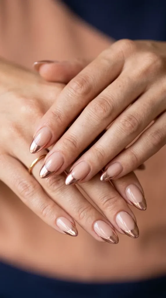 Chrome French tips in rose gold