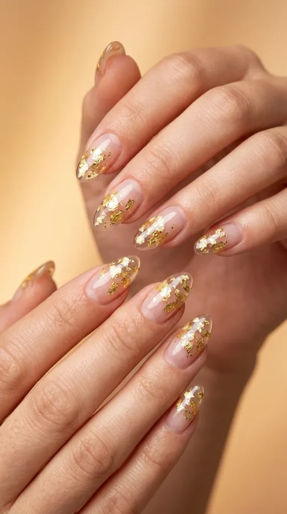 Clear Tips With Gold Flakes Encapsulation