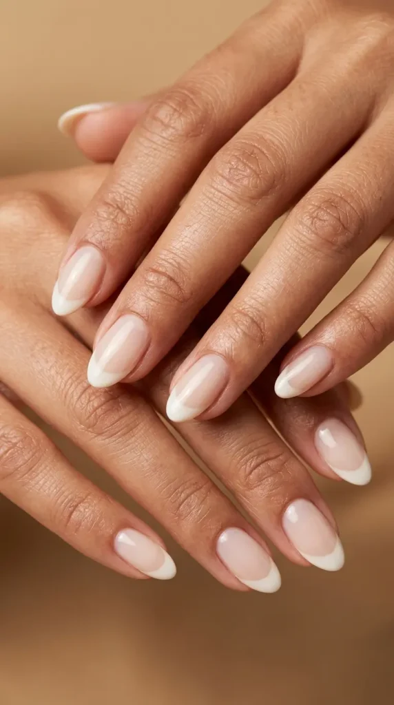 Coconut milk French tips with beach twist