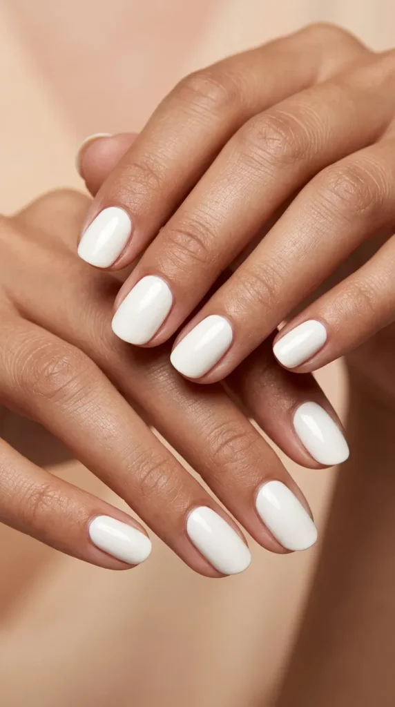 Coconut white minimalist beach nails