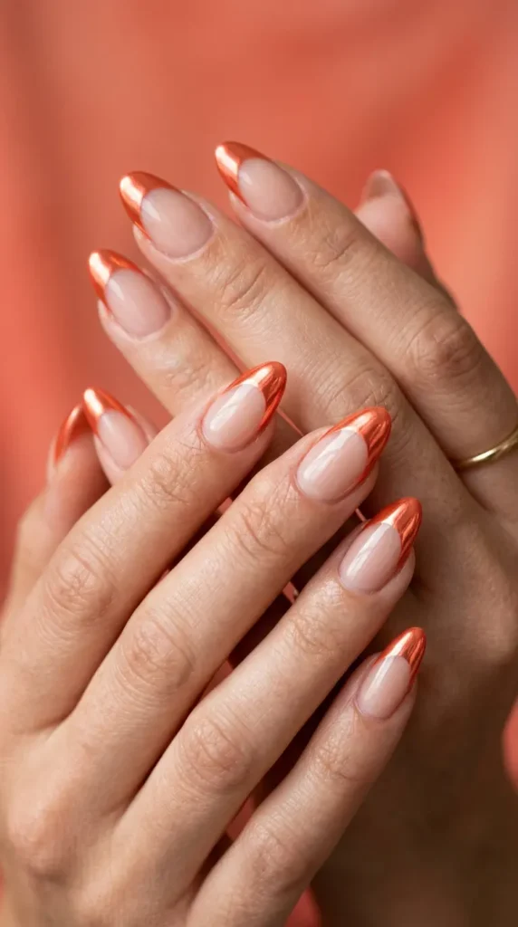 Coral Chrome French Tips