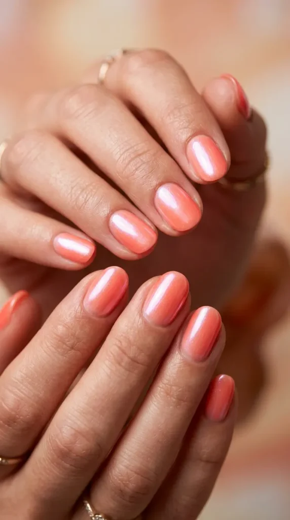Coral Glazed Donut Nails