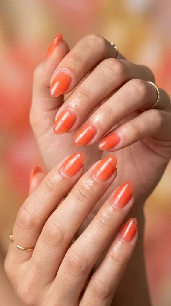 Coral Jelly Nails