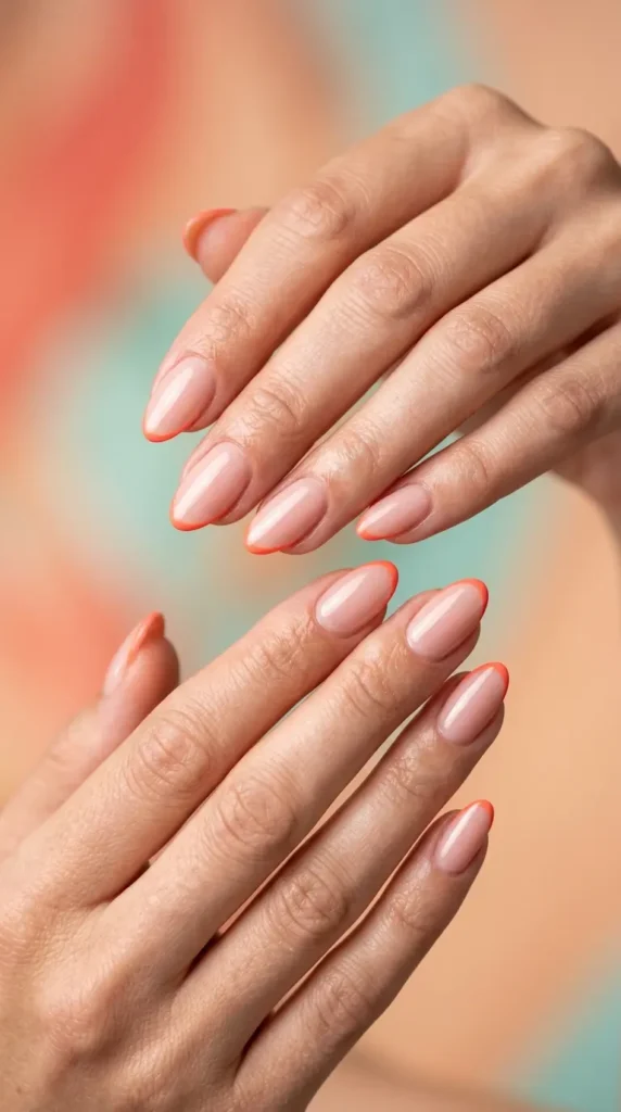 Coral Micro French Nails