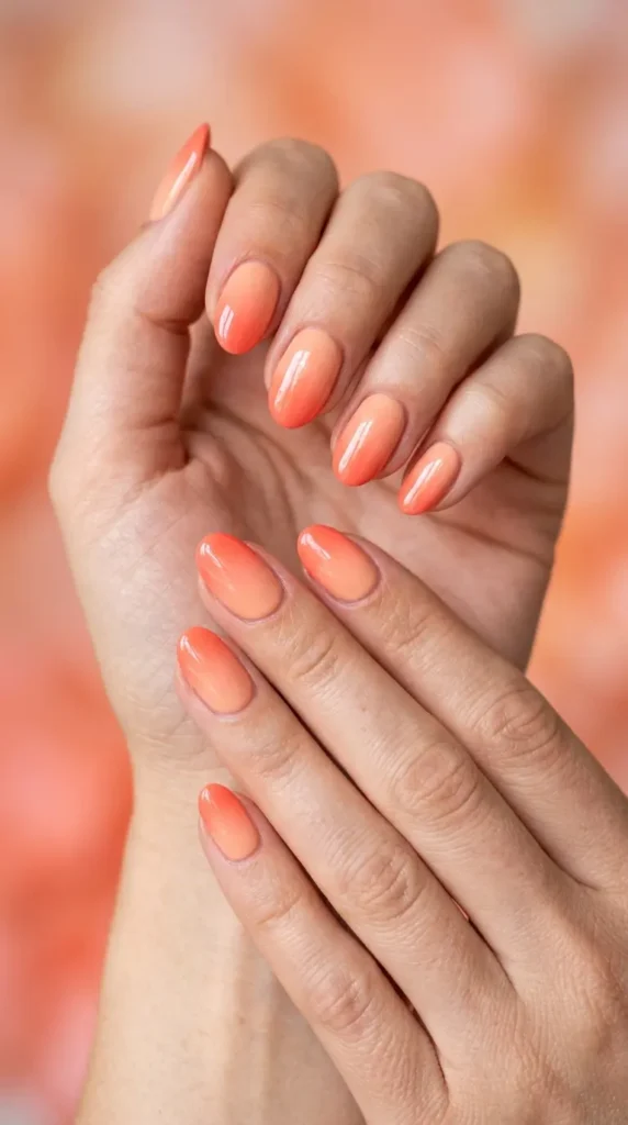 Coral Peach Ombre Nails