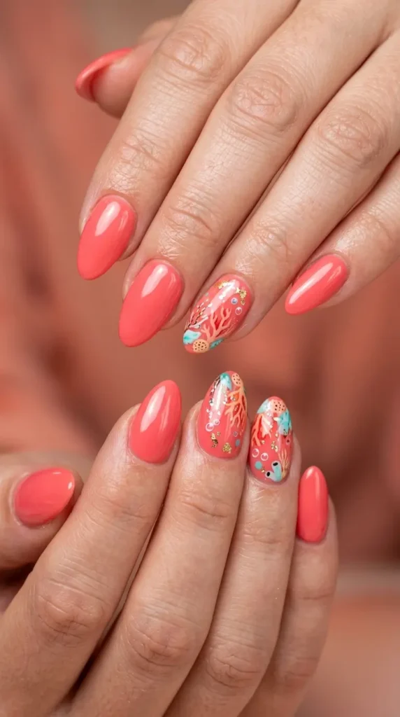 Coral Reef Gel Nail Designs