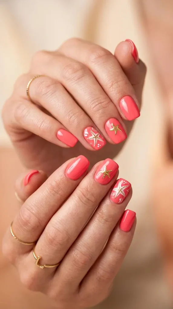 Coral Starfish Nails