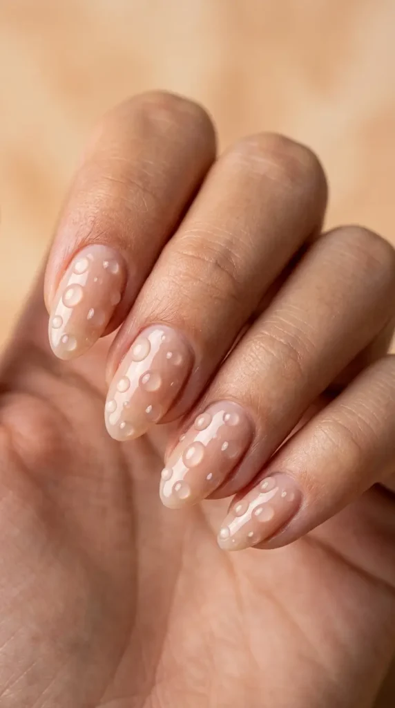 Crystal clear beach drip nails