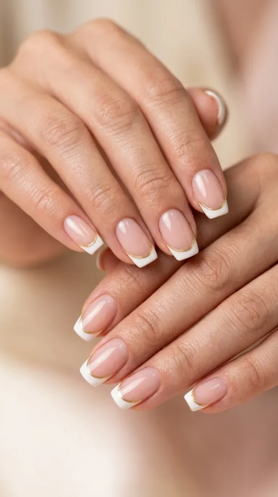 French Tips With Gold Outline