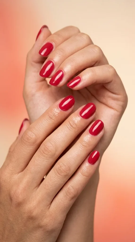 Glossy Watermelon Red Nails