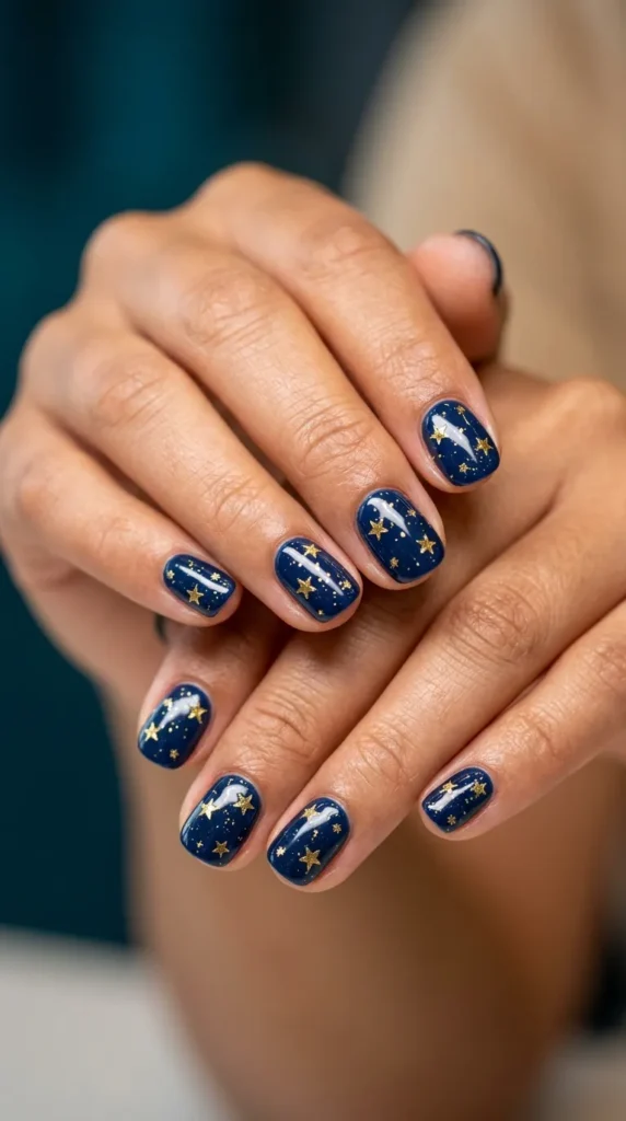 Gold Star Summer Night Nails