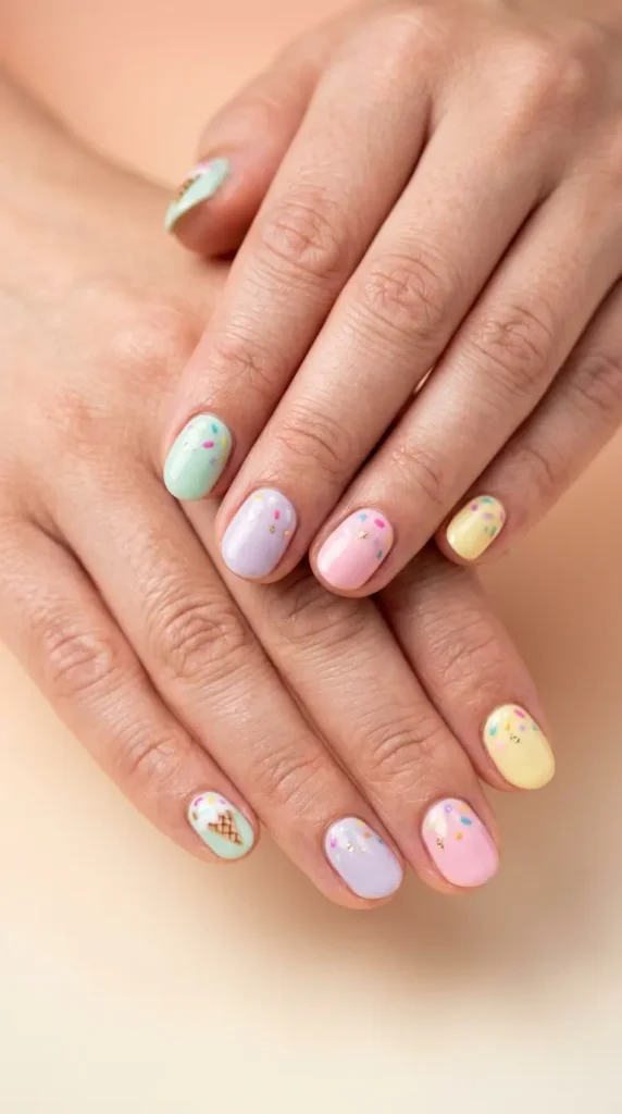 Ice Cream Inspired Gel Nails