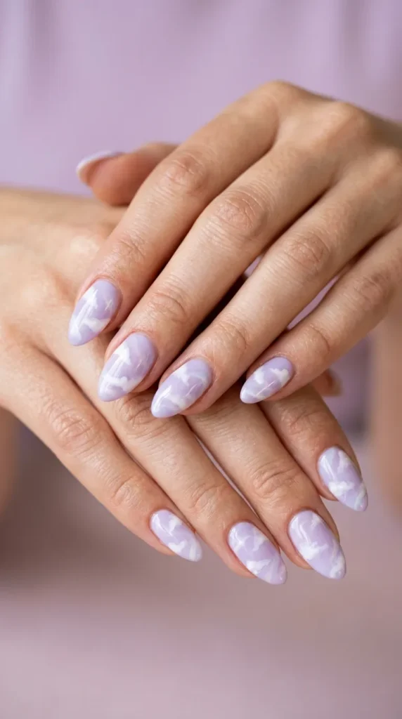 Lavender Pastel Cloud Nails
