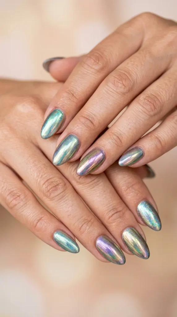 Mermaid Chrome Gel Nails