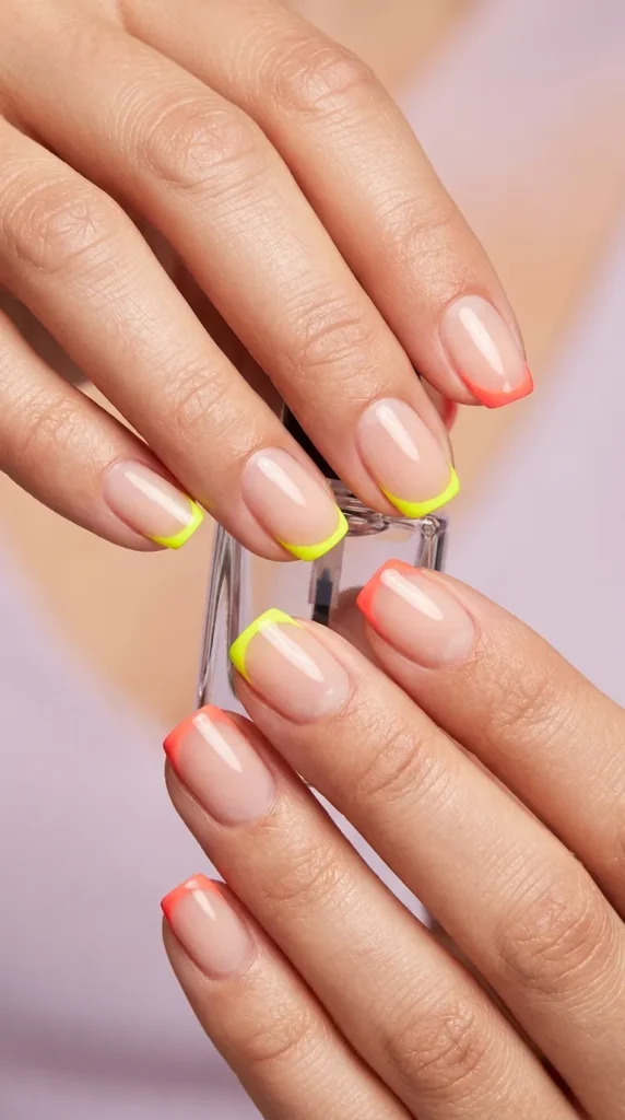 Minimal Micro French Tips (Thin Neon Lines)