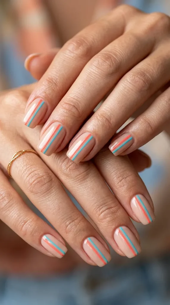 Minimal Summer Stripe Nails