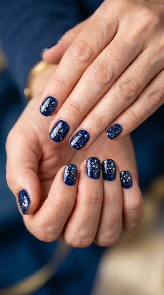 Navy base with scattered silver spark glitter