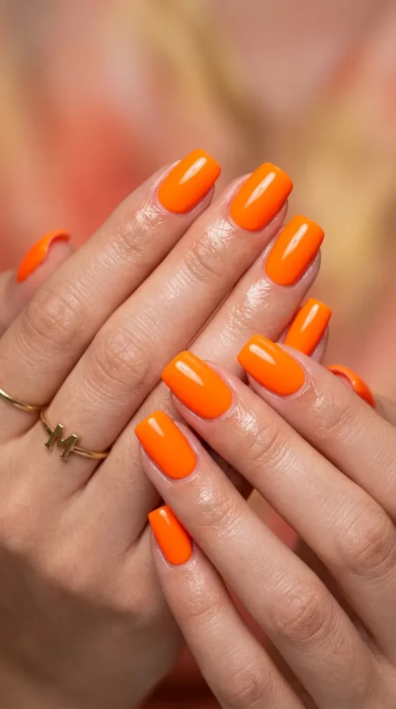 Neon Orange Gel Nails