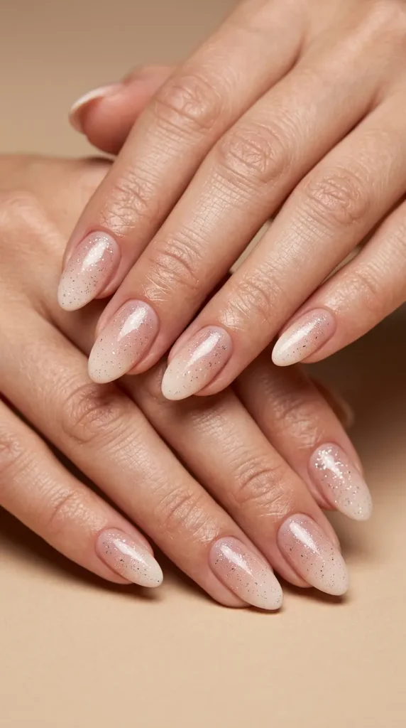 Nude ombré with fine glitter dusting