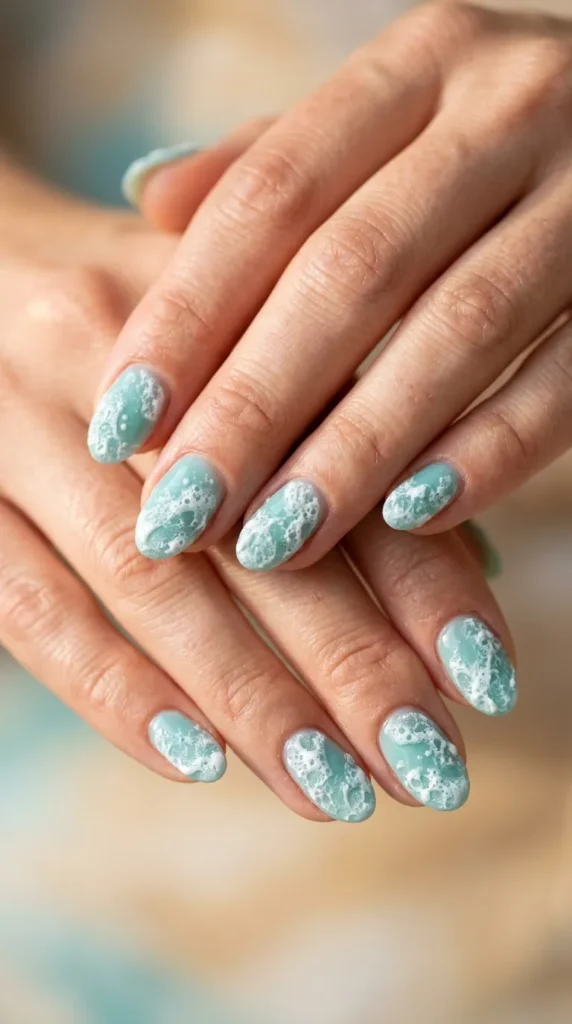 Ocean Foam Textured Nails