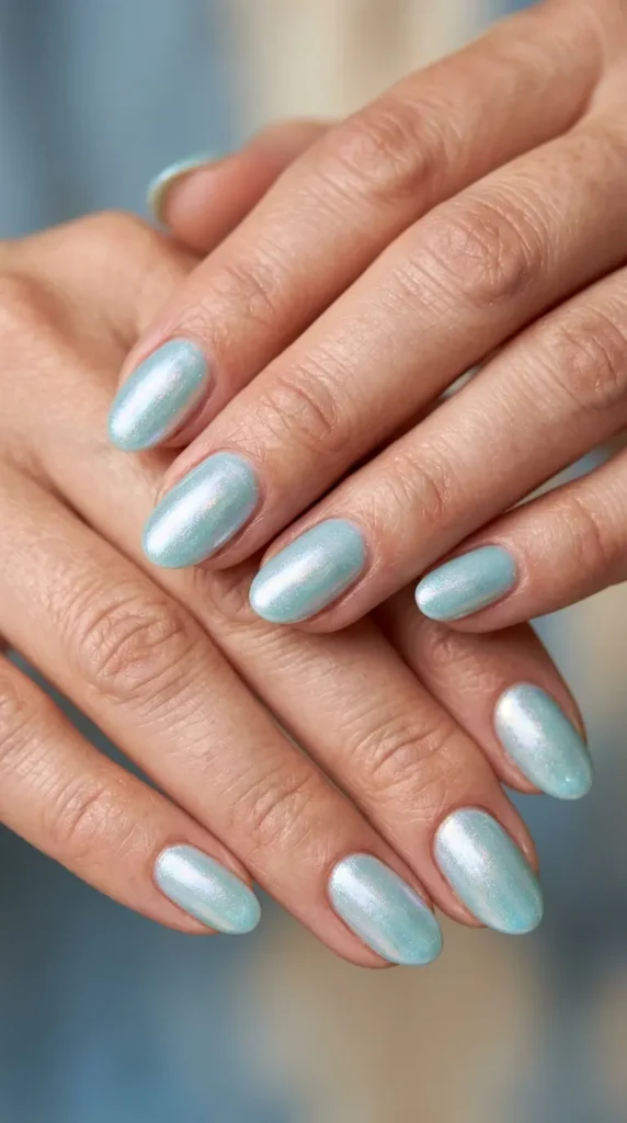 Ocean pearl shimmer nails