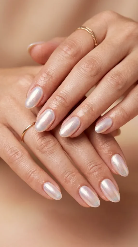 Pearly Glazed Gel Nails