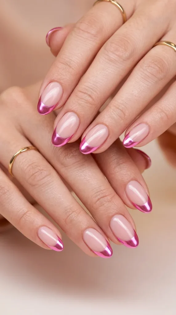 Pink Chrome French Tip Variation