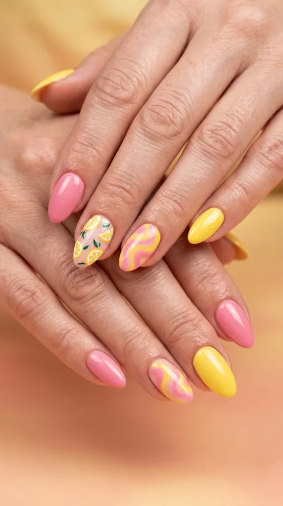 Pink Lemonade Gel Nails