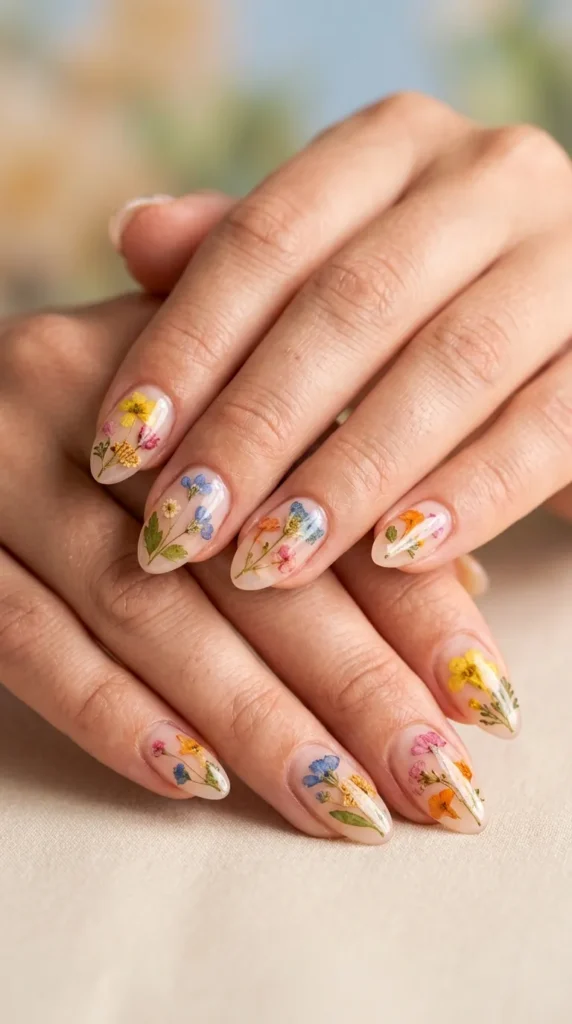 Pressed Flower Encapsulated Nails
