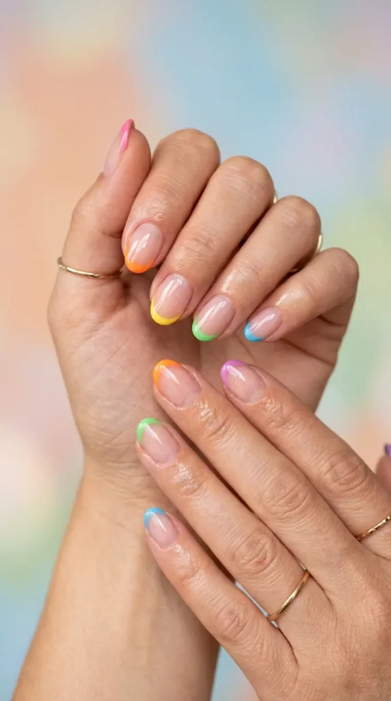 Rainbow French Tip Gel Nails