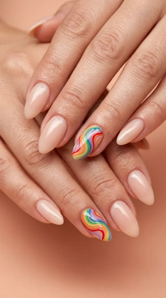 Rainbow swirl accent nail set