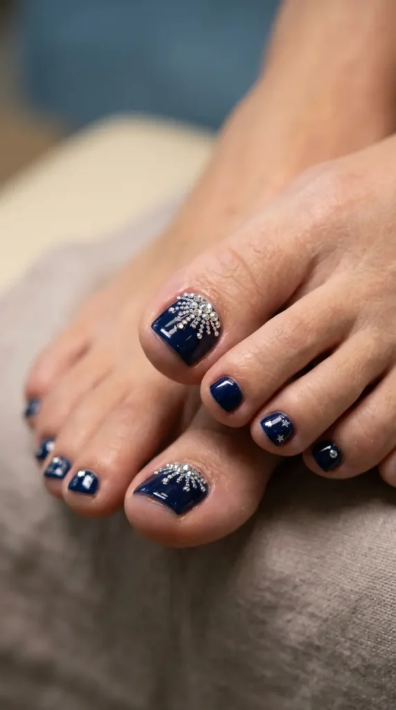 Rhinestone firework cuticle Toe