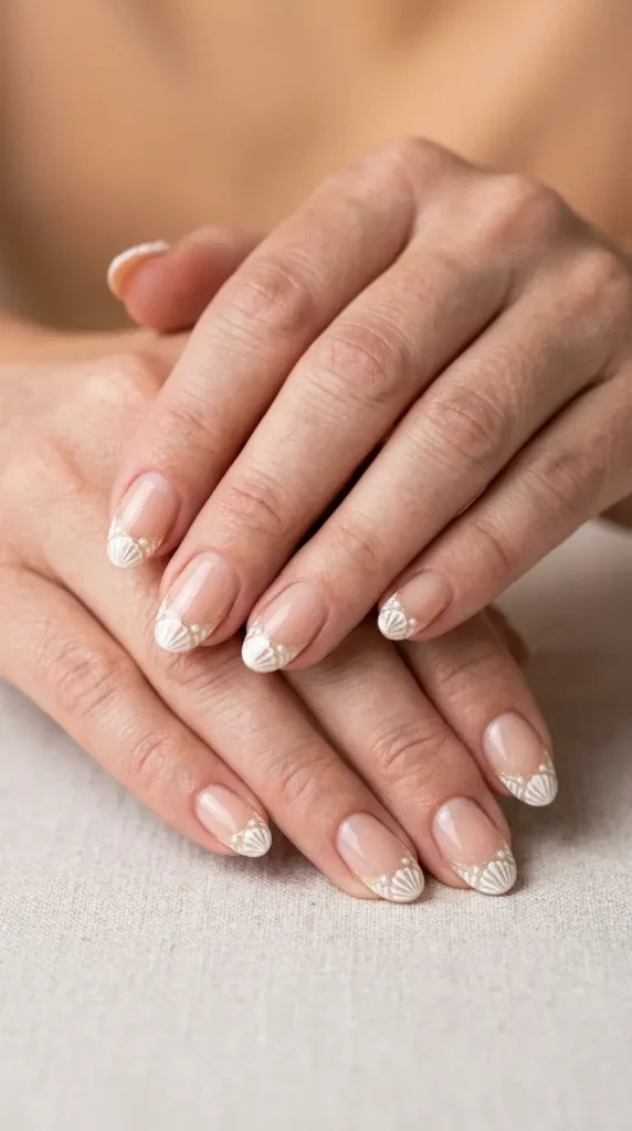 Seashell French tip variation nails