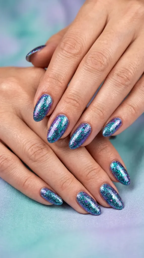 Shimmering Mermaid Gel Nails
