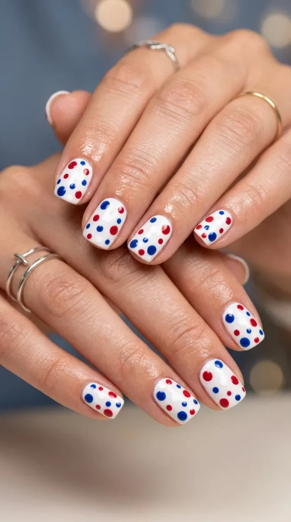 Simple polka dot mix of red, white, and blue