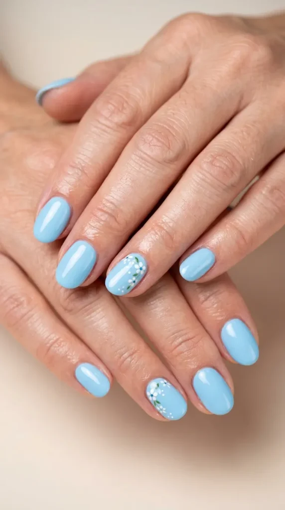 Sky Blue Gel Nails