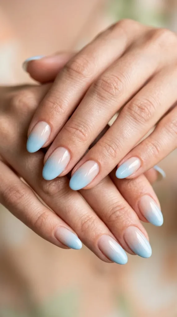 Sky Blue Soft Ombré Nails