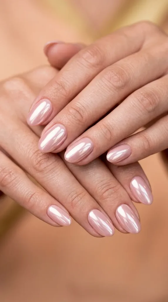 Soft blush pink chrome finish