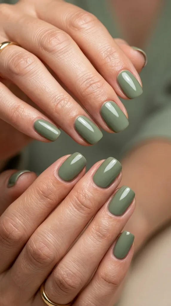 Soft Green Sage Aesthetic Nails