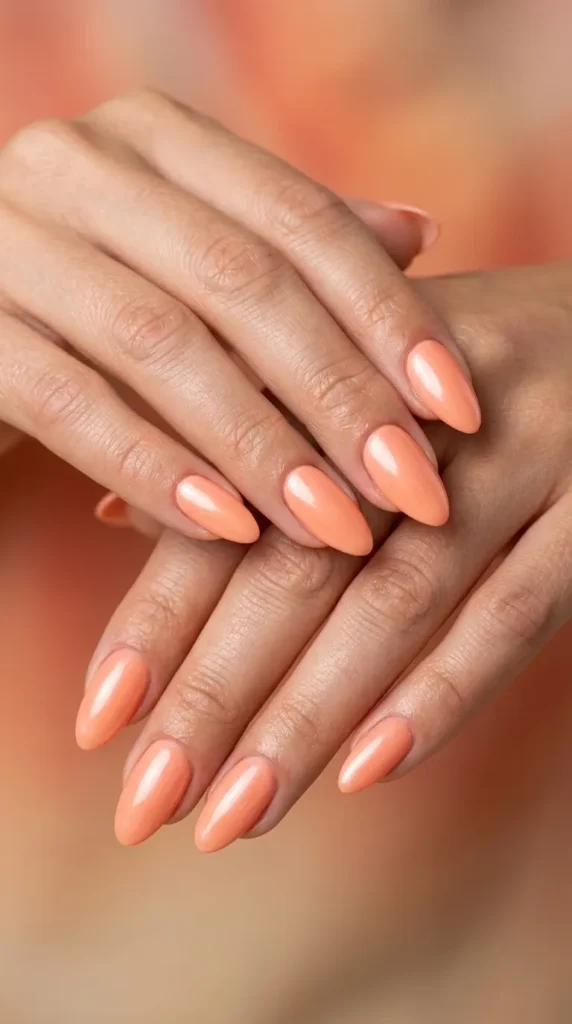 Soft peach tropical glow nails