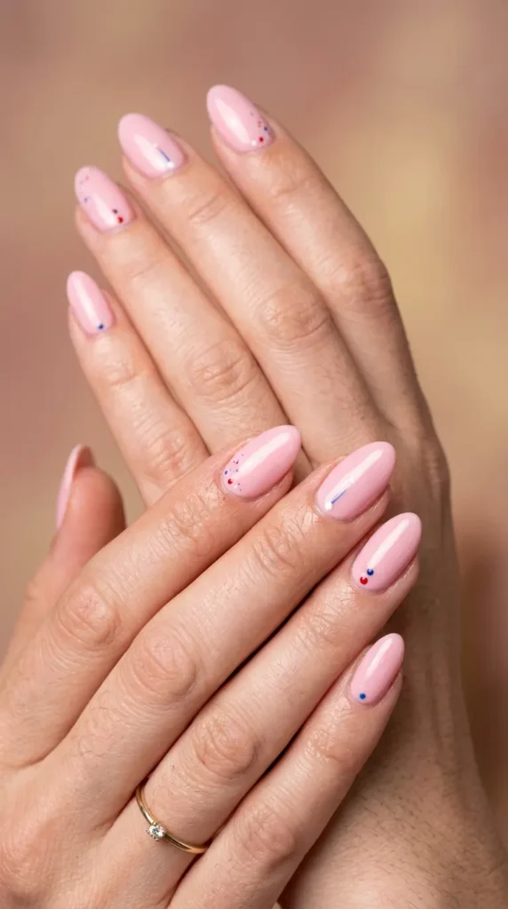 Soft pink base with subtle USA color micro accents