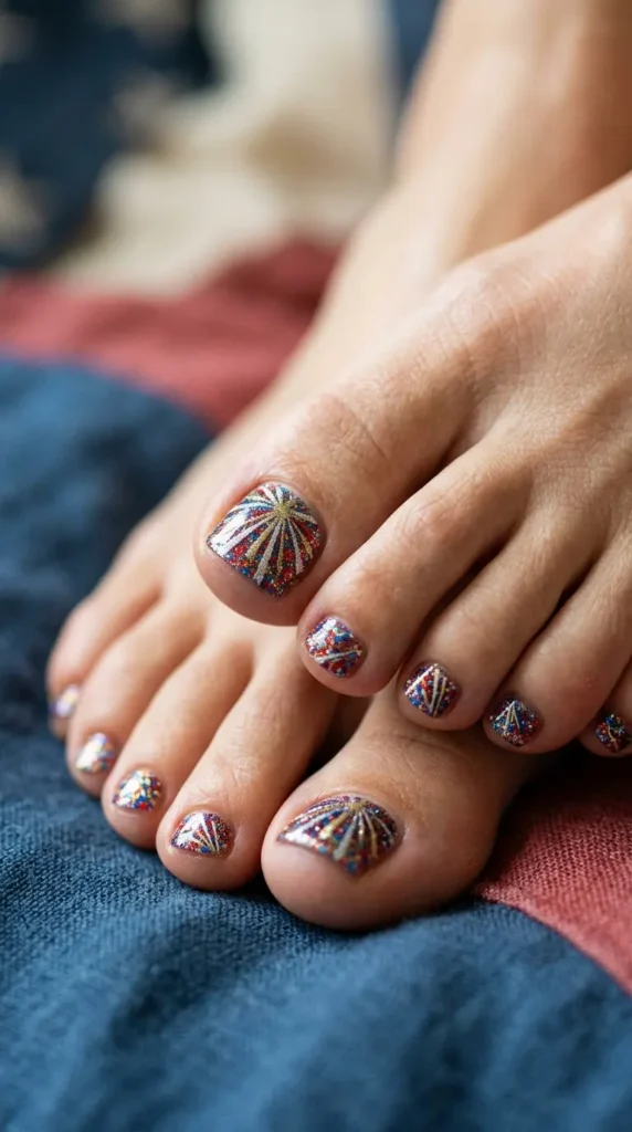 Sparkle firecracker Toe design